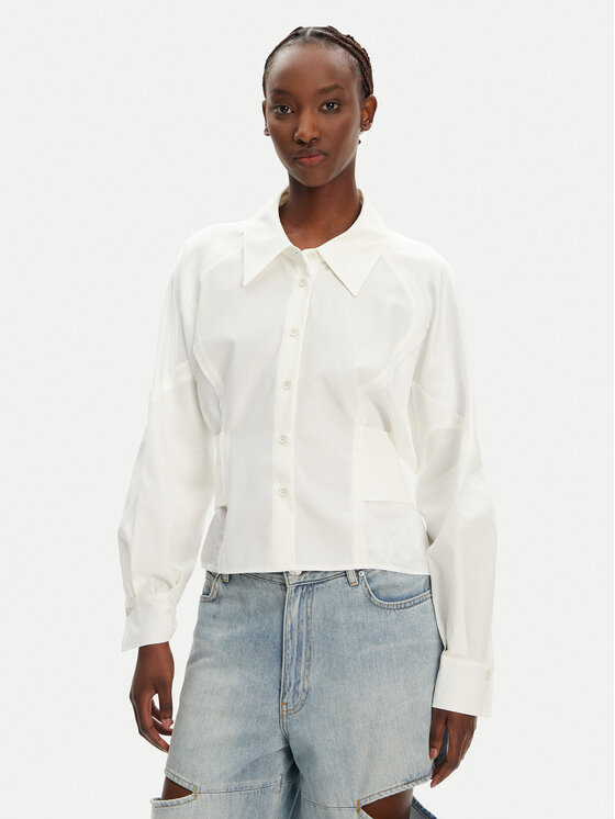 PINKO Риза Controvento 104594 A2BT Бял Relaxed Fit за Жени цена