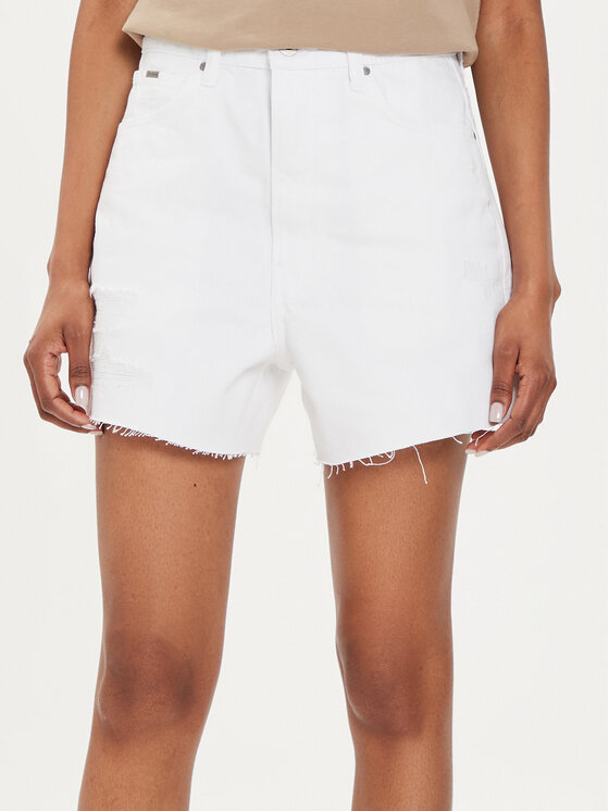 Pepe Jeans Дънкови шорти A-Line Short Uhw PL801112TC1 Бял Slim Fit за Жени цена