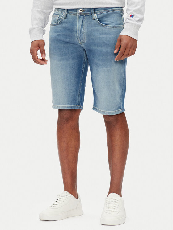 Pepe Jeans Дънкови шорти PM801075 Син Slim Fit за Мъже цена