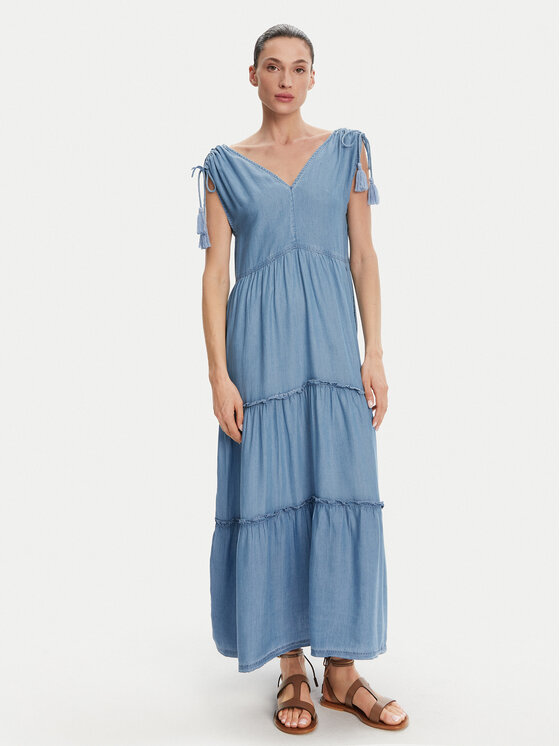 Pepe Jeans Ежедневна рокля Effie PL953664 Син Loose Fit за Жени цена