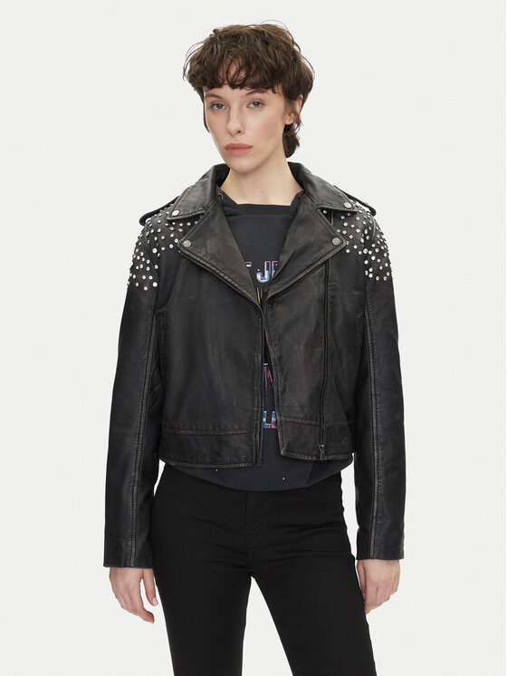 Pepe Jeans Кожено яке Fantasy PL402523 Черен Regular Fit за Жени цена