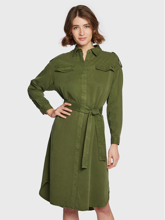 Pepe Jeans Рокля тип риза Lidia PL953139 Зелен Relaxed Fit за Жени цена