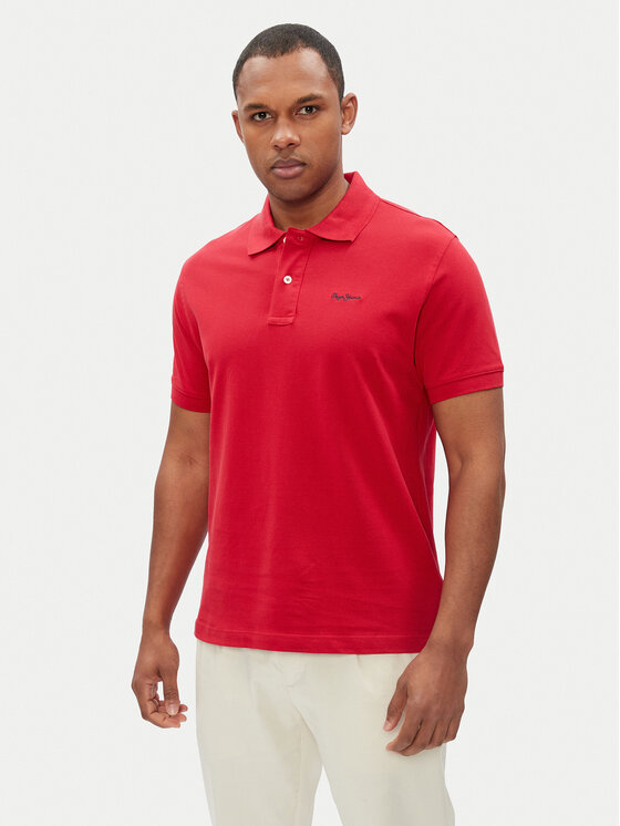 Pepe Jeans Тениска с яка и копчета Essential PM542298 Червен Regular Fit за Мъже цена
