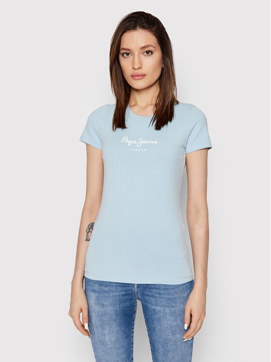 Pepe Jeans Тишърт New Virgina PL505202 Син Slim Fit за Жени цена