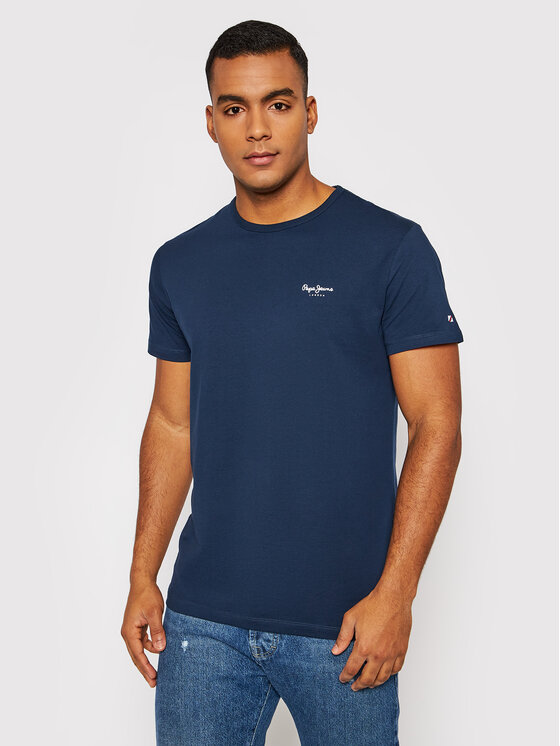 Pepe Jeans Тишърт Original Basic 3 N PM508212 Тъмносин Slim Fit за Мъже цена