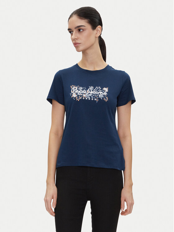 Pepe Jeans Тишърт Rosalind PL506034 Тъмносин Regular Fit за Жени цена