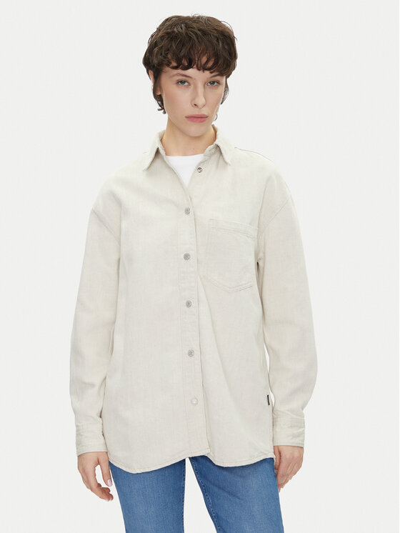Pepe Jeans дънкова риза PL304963 Екрю Oversize за Жени цена