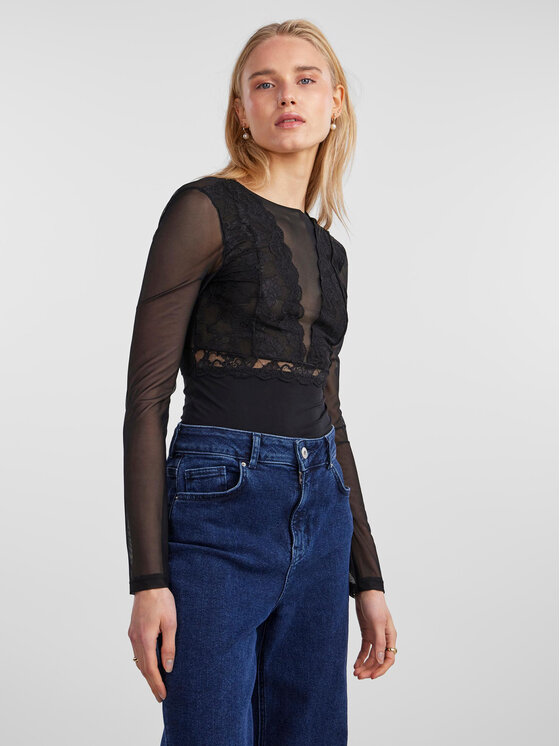 Pieces Боди 17141142 Черен Slim Fit за Жени цена