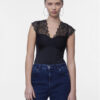 Pieces Боди Tatianna 17114311 Черен Slim Fit за Жени цена