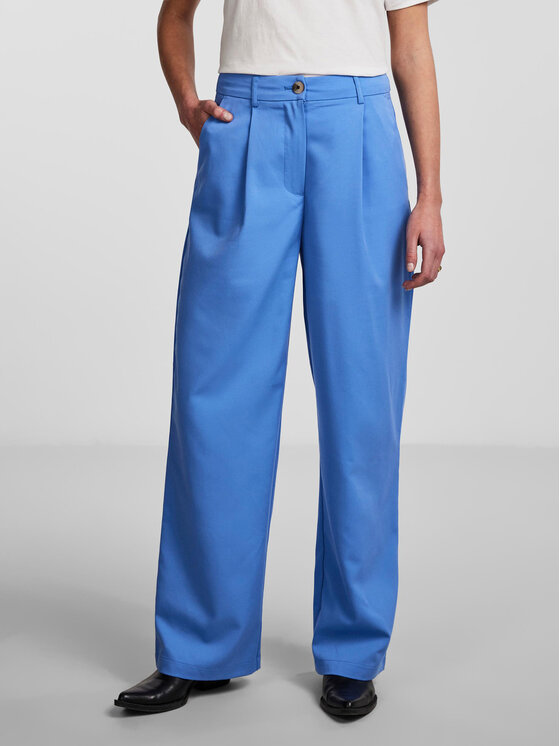 Pieces Текстилни панталони Thelma 17137934 Син Relaxed Fit за Жени цена
