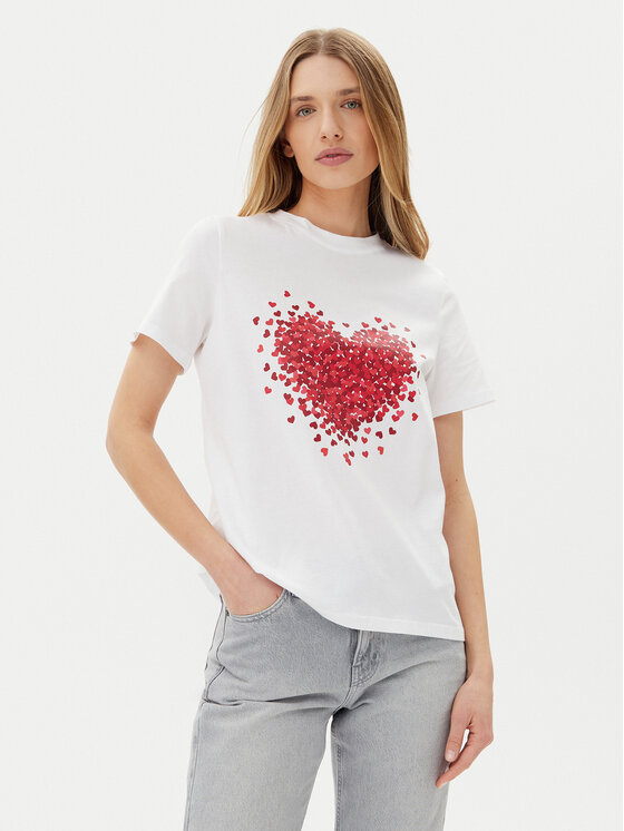 Pieces Тишърт Maria 17155082 Бял Relaxed Fit за Жени цена
