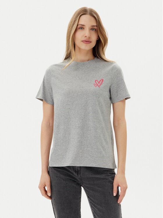 Pieces Тишърт Maria 17155082 Сив Relaxed Fit за Жени цена