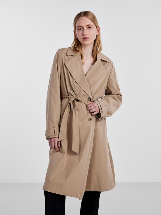 Pieces Тренч 17141582 Бежов Loose Fit за Жени цена