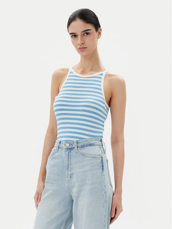 Pieces топ Jane 17155477 Син Slim Fit за Жени цена