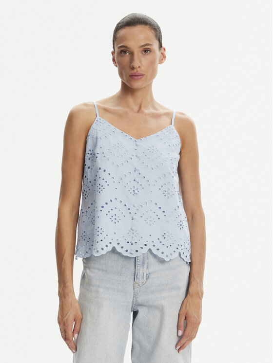 Pieces топ Vilde 17156563 Светлосиньо Regular Fit за Жени цена