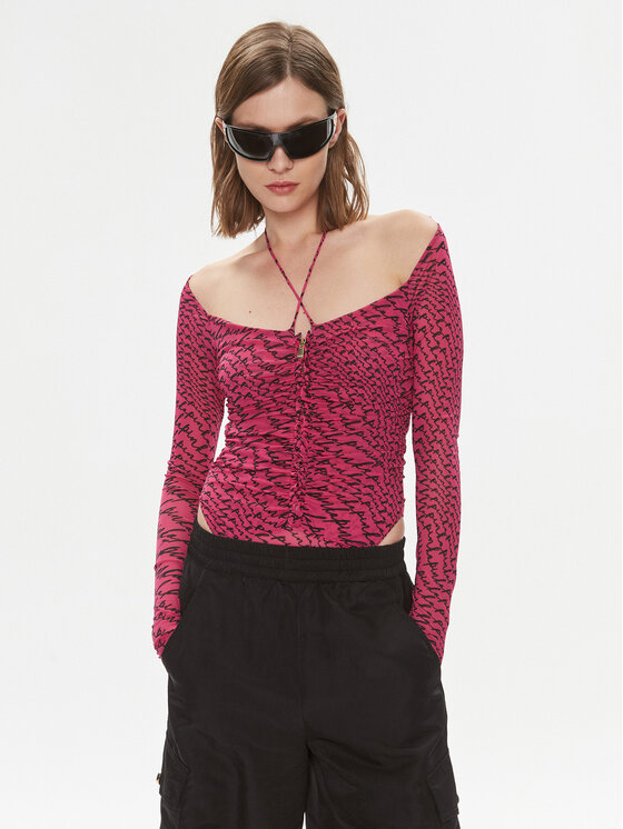 Pinko Боди Birba 102221 A1A0 Розов Slim Fit за Жени цена