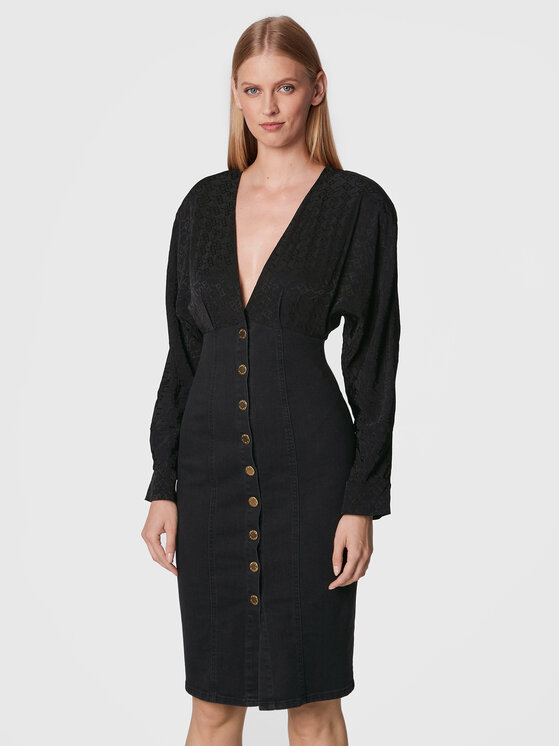 Pinko Дънкова рокля Ruggito 1J1123 A0CN Черен Slim Fit за Жени цена
