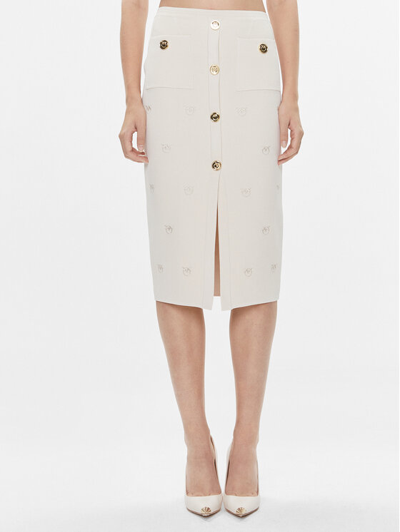 Pinko Миди пола Donkey 101884 A16F Бежов Slim Fit за Жени цена