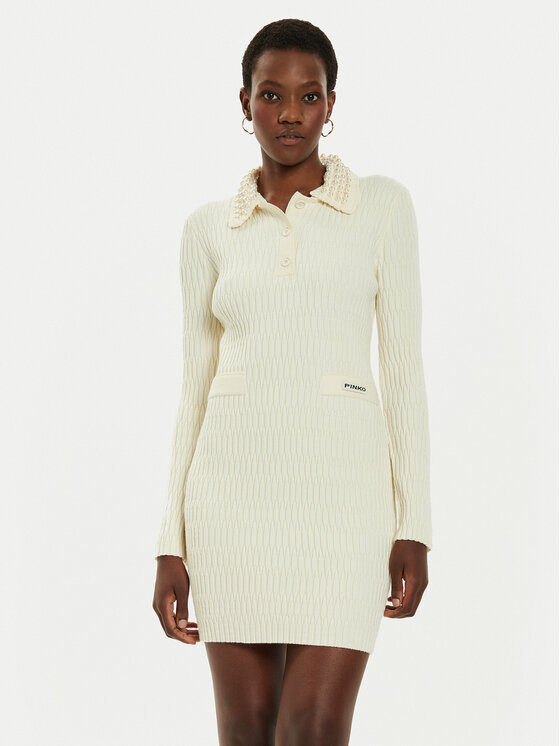 Pinko Плетена рокля York 104360 A27J Бежов Regular Fit за Жени цена