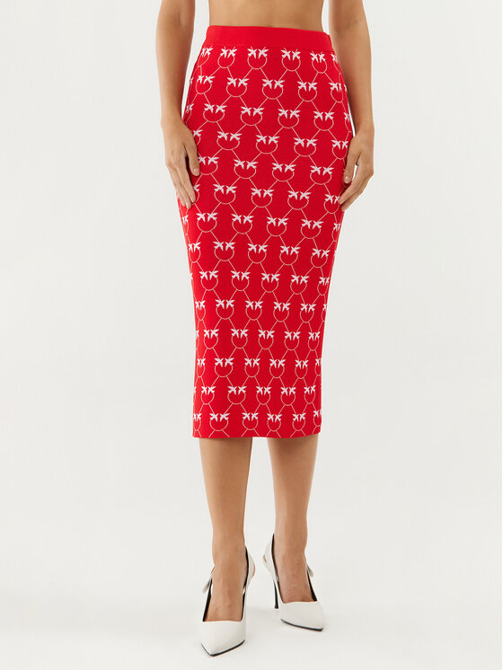 Pinko Пола тип молив 100211 A0IS Червен Slim Fit за Жени цена