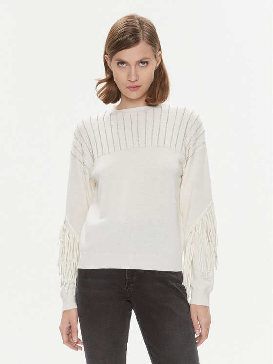 Pinko Пуловер Libellula 102082 A19L Екрю Regular Fit за Жени цена