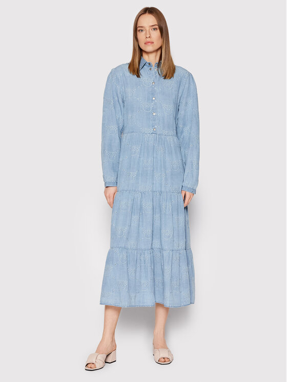 Pinko Рокля тип риза Distratta 1J10UV Y85P Светлосиньо Regular Fit за Жени цена