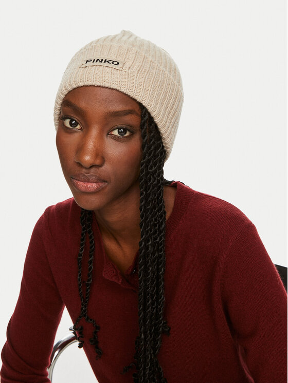 Pinko Шапка Lambkin Cuffia AI 24-25 BLK01 104489 A1CH Бежов за Жени цена