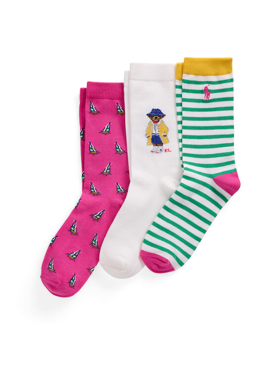 Polo Ralph Lauren Комплект 3 чифта дълги чорапи детски 448969097001 Цветен за Момичета цена