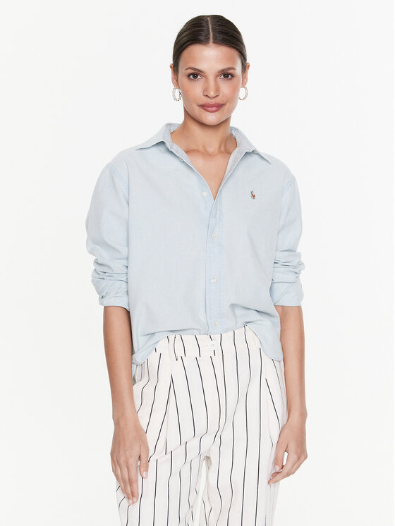 Polo Ralph Lauren Риза 211891420001 Светлосиньо Relaxed Fit за Жени цена