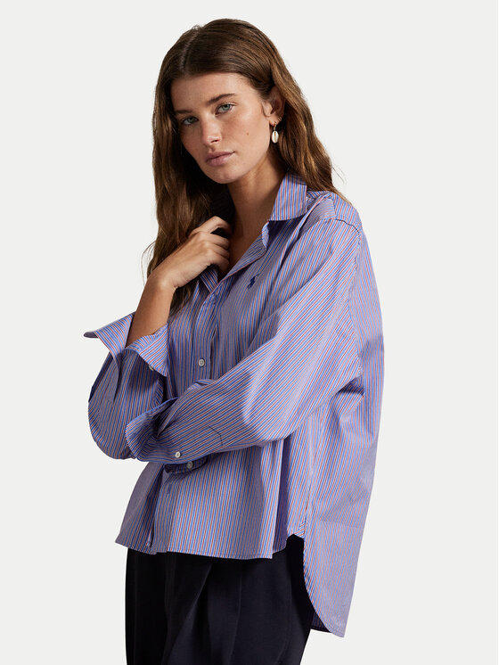 Polo Ralph Lauren Риза 211973130001 Виолетов Boxy Fit за Жени цена