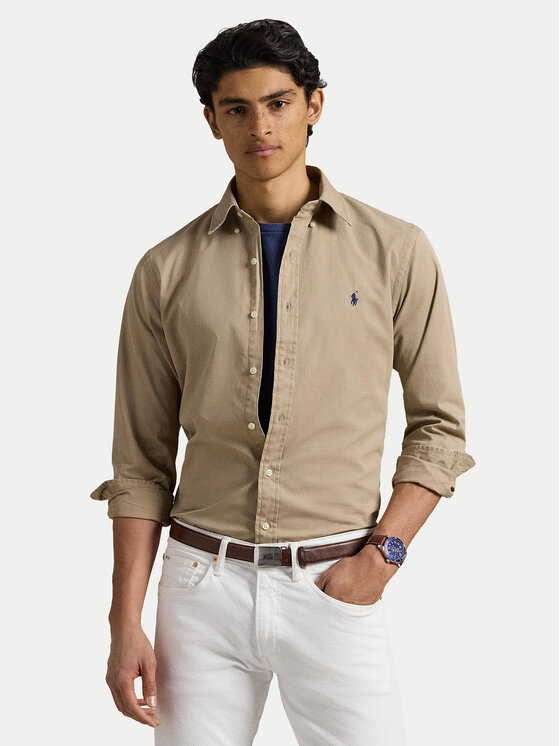 Polo Ralph Lauren Риза 710937993011 Бежов Custom Fit за Мъже цена