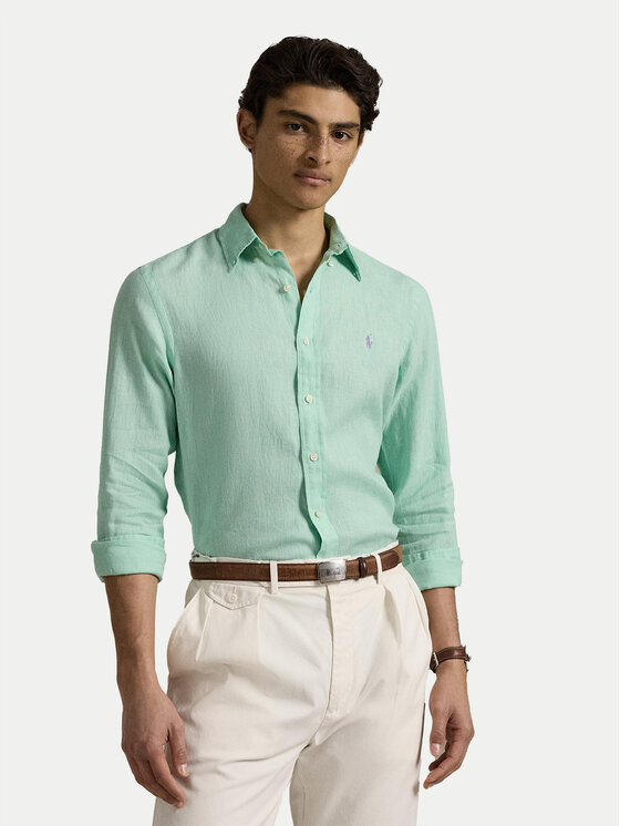 Polo Ralph Lauren Риза 710968915001 Зелен Slim Fit за Мъже цена