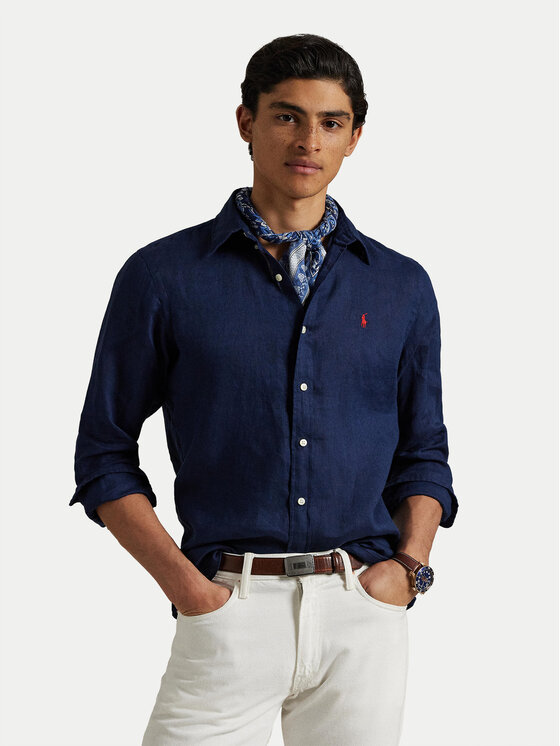 Polo Ralph Lauren Риза 710968915007 Тъмносин Slim Fit за Мъже цена