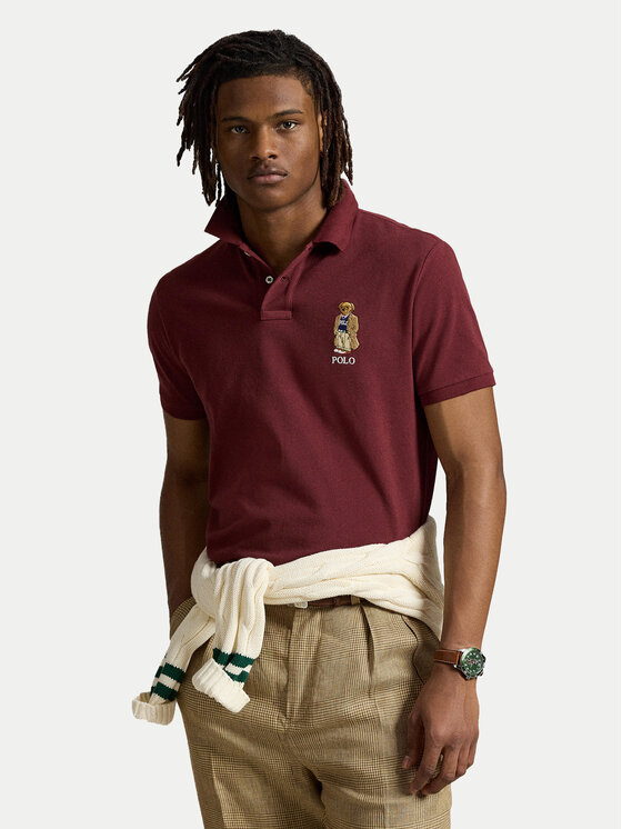 Polo Ralph Lauren Тениска с яка и копчета 710973159001 Бордо Custom Slim Fit за Мъже цена