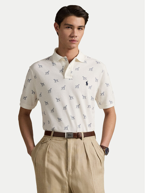 Polo Ralph Lauren Тениска с яка и копчета 710974597001 Екрю Custom Slim Fit за Мъже цена