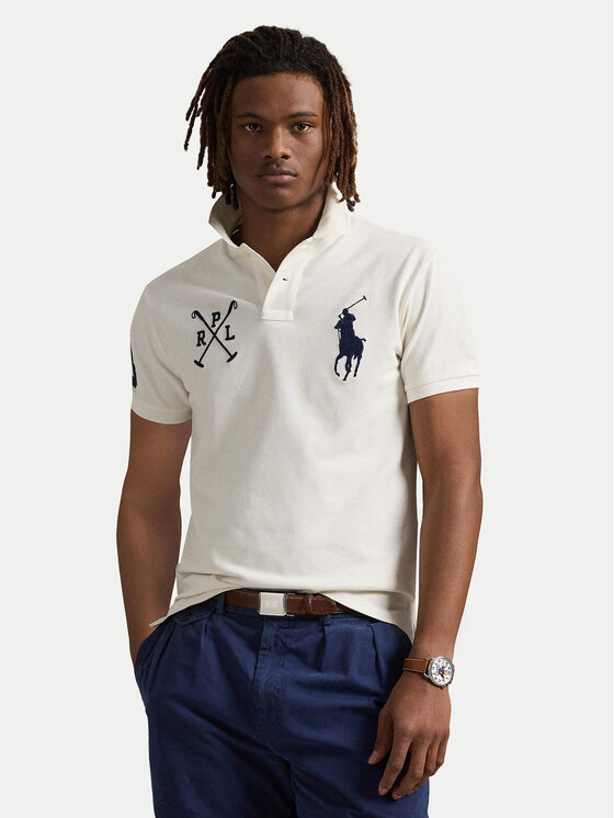 Polo Ralph Lauren Тениска с яка и копчета 710978082002 Бял Custom Slim Fit цвят на ниска цена