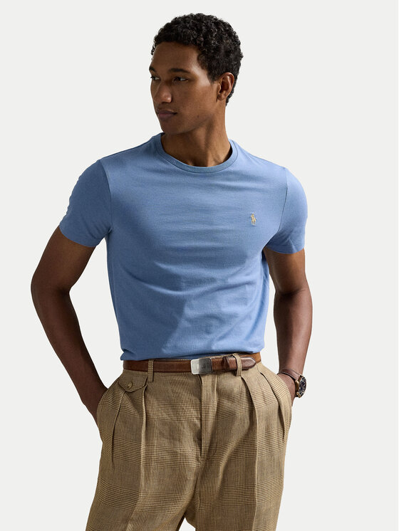 Polo Ralph Lauren Тишърт 710671438430 Светлосиньо Custom Slim Fit за Мъже цена