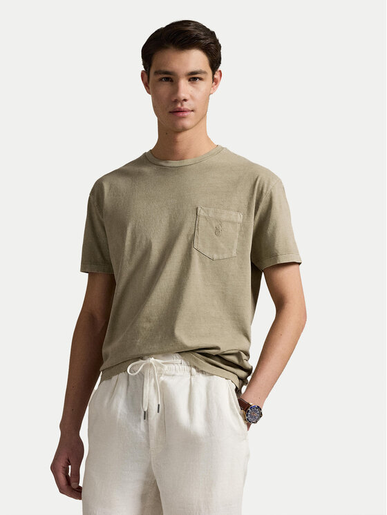 Polo Ralph Lauren Тишърт 710969628006 Каки Custom Slim Fit за Мъже цена