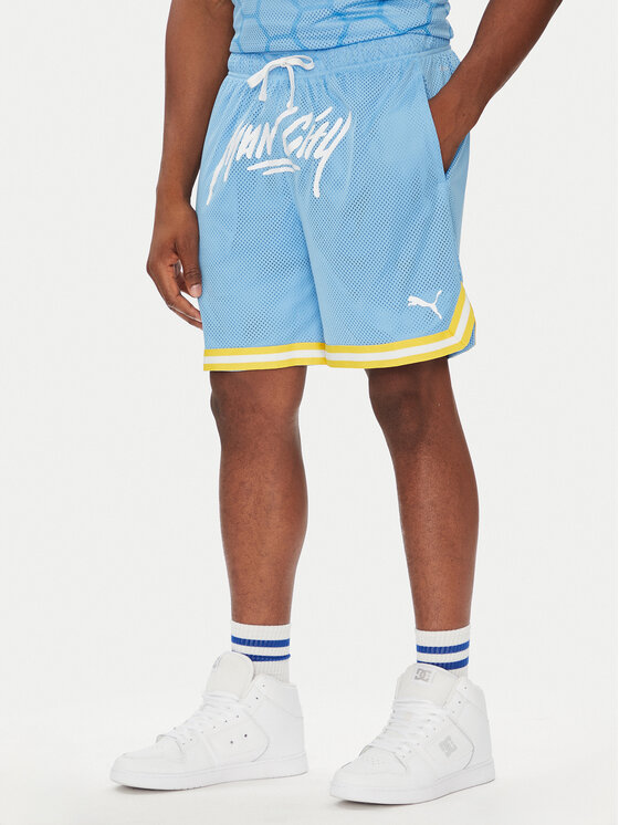 Puma Спортни шорти Hoops Manchester City 631694 Светлосиньо Regular Fit за Мъже цена