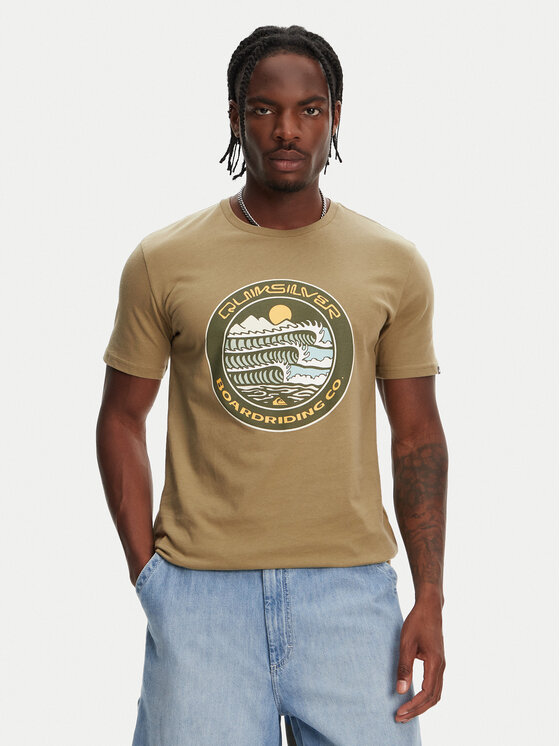 Quiksilver Тишърт Ev Three Seas Ss EQYZT08051 Каки Regular Fit за Мъже цена
