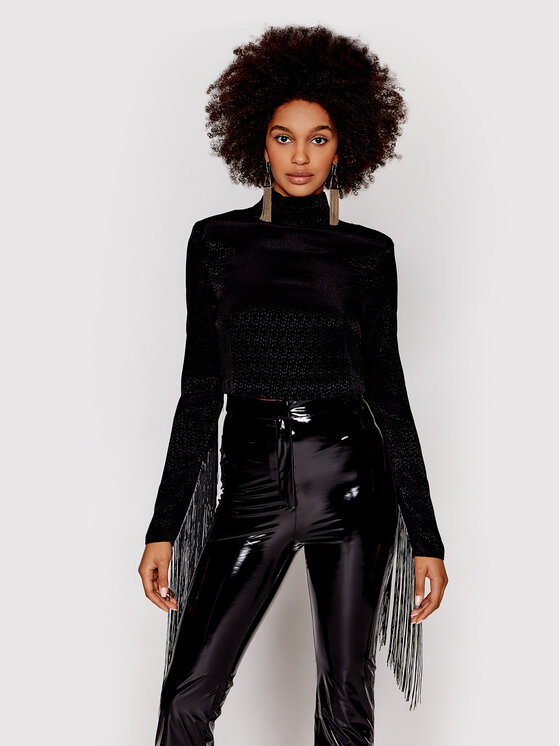 ROTATE Блуза Reba Fringe RT1028 Черен Loose Fit за Жени цена