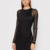 ROTATE Коктейлна рокля Monique RT851 Черен Slim Fit за Жени цена