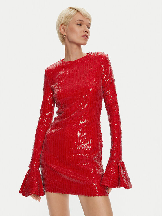 ROTATE Коктейлна рокля Rositana 1131503017 Червен Slim Fit за Жени цена