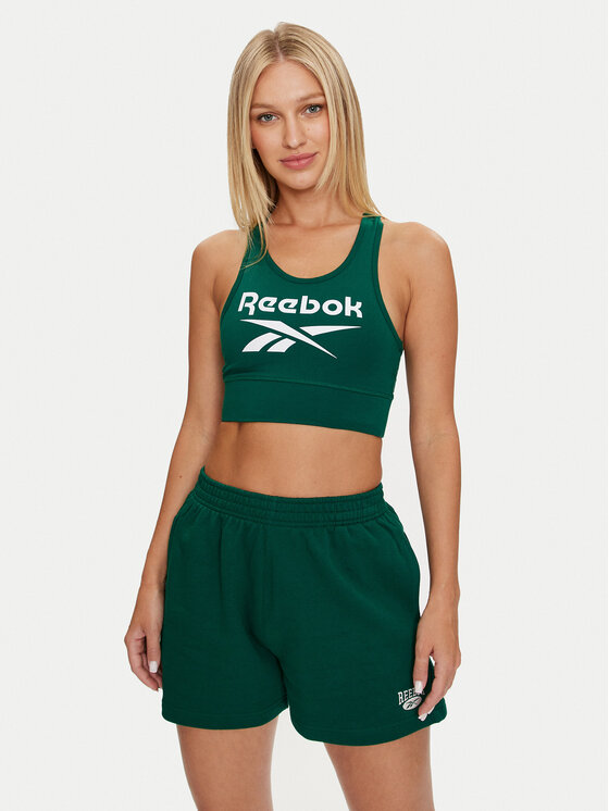 Reebok топ Identity Big Logo Cotton Bralette 100076020 Зелен Slim Fit за Жени цена