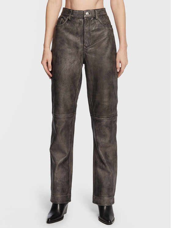 Remain Кожени панталони Lynn RM1819 Черен Regular Fit за Жени цена