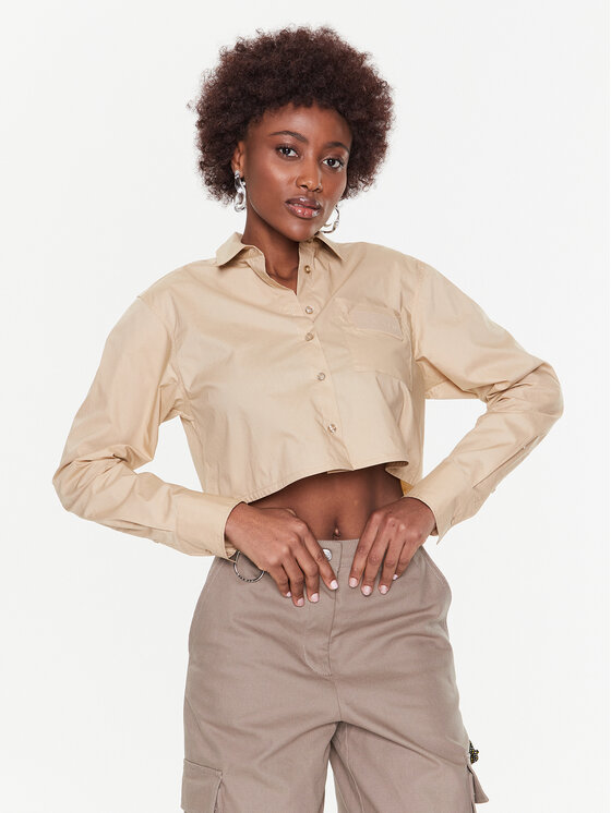 Remain Риза Cotton Poplin RM2069 Бежов Regular Fit за Жени цена