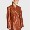 Remain Сако Bolette Blazer Leather RM1662 Кафяв Relaxed Fit за Жени цена