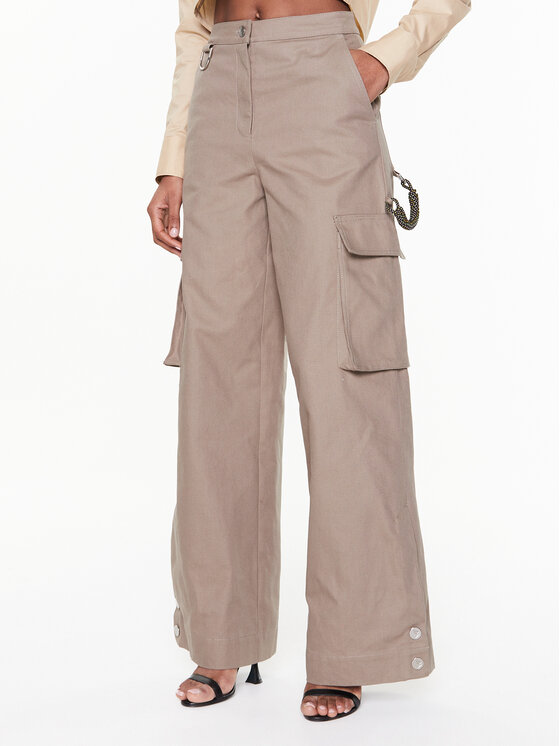Remain Текстилни панталони Canvas RM2158 Бежов Relaxed Fit за Жени цена