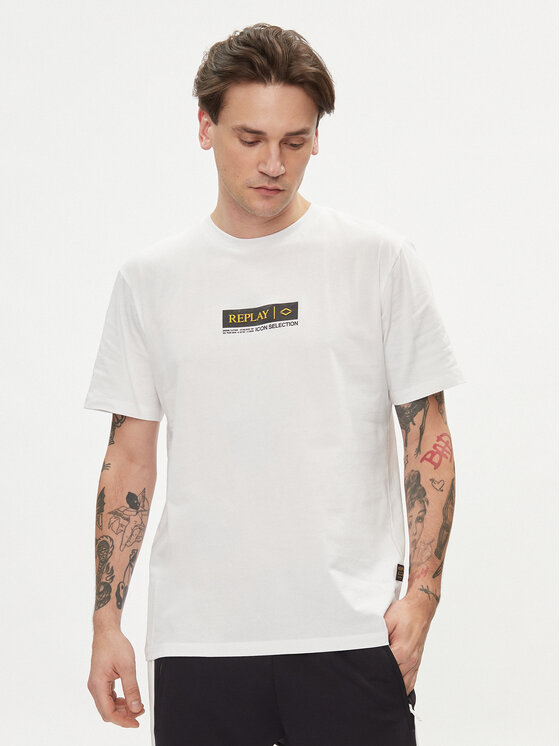 Replay Тишърт M6755.000.2660 Бял Regular Fit за Мъже цена