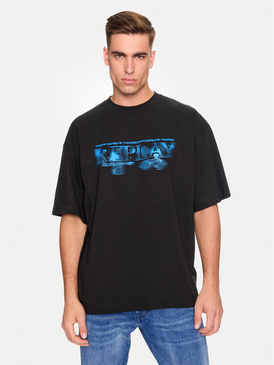 Replay Тишърт MMG340.000.23454 Черен Oversize за Мъже цена